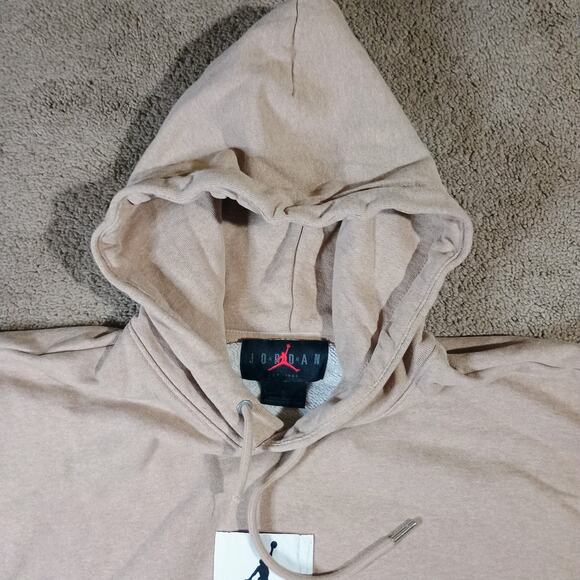 Jordan Flight Fleece Men's Large Pullover Hoodie Hemp-Heather with Pouch Pockets - Picture 3 of 11